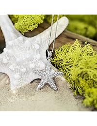 Plata de ley con textura Starfish colgante con 18" Caja Cadena