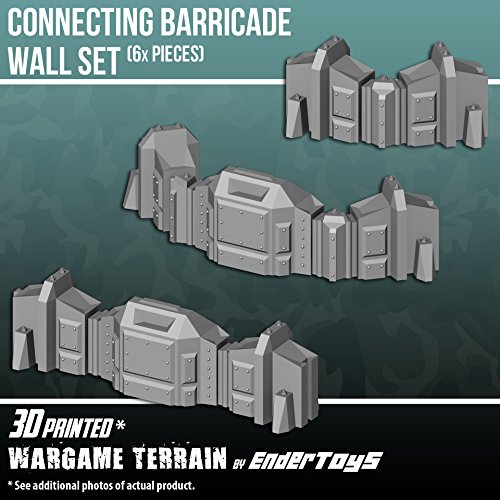 Connecting Barricade Wall Set, Terrain Scenery for Tabletop 28mm Miniatures Wargame, 3D Printed and Paintable, EnderToys