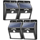 Litom Super Bright 8 LED Solar Lights Wireless Security Light Outdoor Motion Sensor Lights for Patio Deck Yard Garden-4 Pack