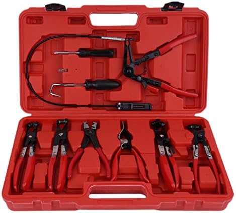 9 pc Mechanic tool set deluxe hose clamp ring pliers flexible s cable swivel jaw kit