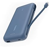 Belkin Portable Charger, Power Bank with Integrated Cable 20000 mAh 30W - Fast Charging USB C Power Delivery - iPhone 17, Air, Pro, Pro Max, iPad, AirPods, Apple Watch, Galaxy S25, & More - Blue