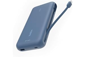 Belkin Portable Charger, Power Bank with Integrated Cable 20000 mAh 30W - Fast Charging USB C Power Delivery - iPhone 17, Air, Pro, Pro Max, iPad, AirPods, Apple Watch, Galaxy S25, & More - Blue