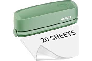 3 Hole Punch, AFMAT Electric Three Hole Punch Heavy Duty, 20-Sheet Punch Capacity, AC or Battery Operated Paper Puncher, Effortless Punching, Long Lasting Paper Punch for Office School Studio, Green