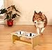 FOREYY Raised Pet Bowls for Small and Medium Dogs, Bamboo Elevated Dog Cat Food and Water Bowls Stand Feeder with 2 Stainless Steel Bowls and Anti Slip Feet (New 7'' Tall)