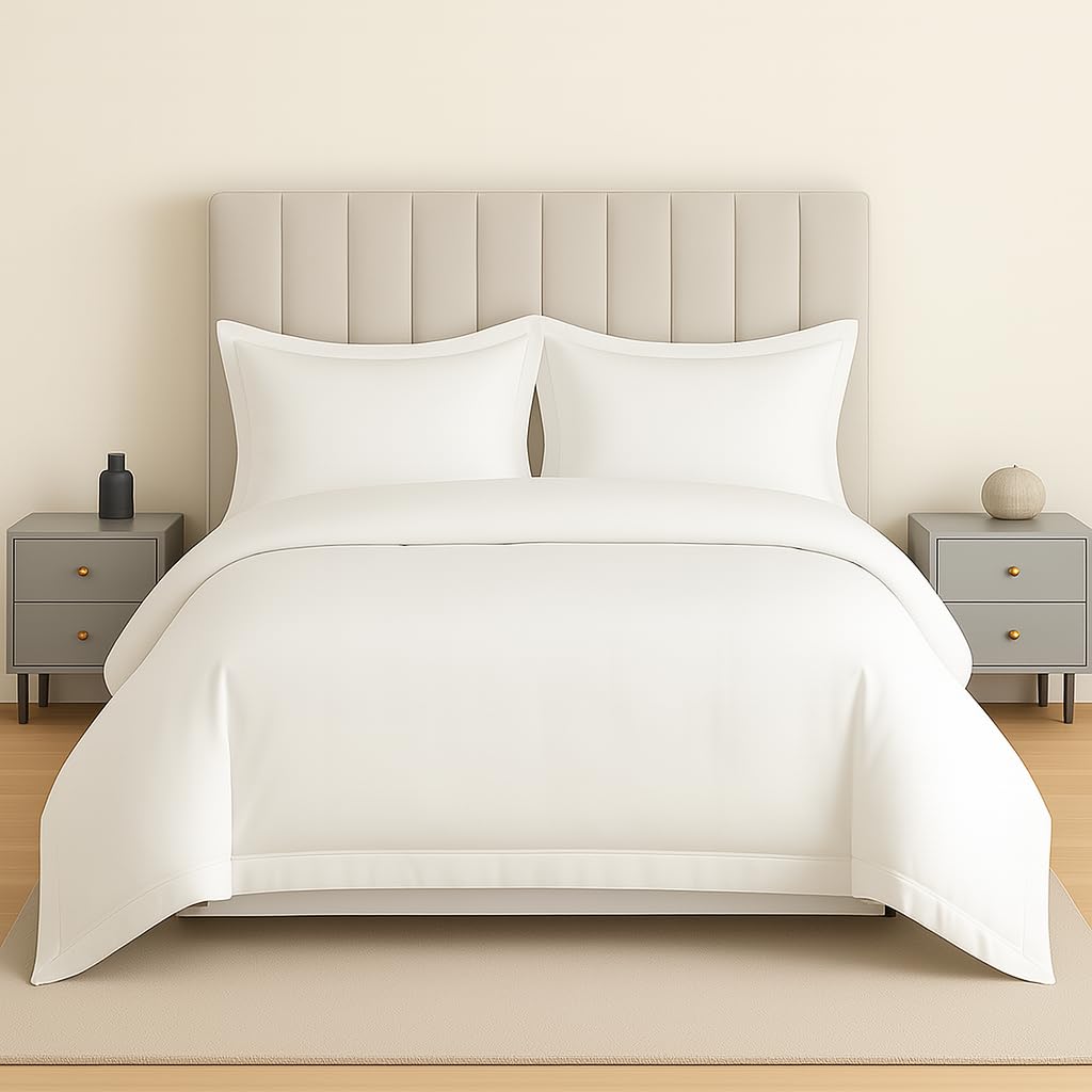 Photo 1 of eBeddy Linens 100% Egyptian Cotton Duvet Cover California King Size 104x98 Inch, Sateen Duvet Cover 800-TC, Soft, Breathable Cotton Quilt Cover with Hidden Zipper Closure - 3 PC - Antique White