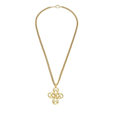 CHANEL Gold CC Clover Necklace Pre-Owned