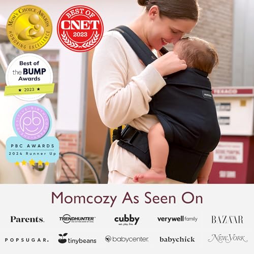 Momcozy Baby Carrier - Ergonomic, Cozy and Lightweight Carrier for 7-44lbs, Effortless to Put On, Ideal for Hands-Free Parenting, Enhanced Lumbar Support, Purehug for Infant to Toddler, Black