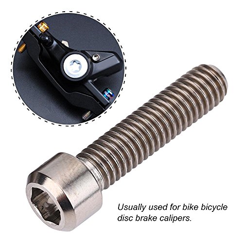 VGEBY 2Pcs Disc Brake Bolts, Titanium Alloy M6 X 25mm Bicycle Screw Bolts for Mountain Bike Brake Caliper (Titanium Color) - Thumbnail 6