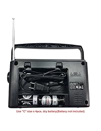 pr 137 am fm 2 Band Radio portátil AC Operated o con pilas, color negro (Tamaño "C batería x 4PCS, No Incluido)