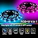 VISDOLL Smart Led Lights with App Control, 16.4ft 5050 RGBW/RGB Led Light Strips Kit and Bluetooth IR Remote Controller and 12v Power, for Bedroom, Home Decoration, Tv Backlight, Party