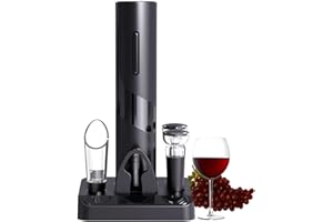 COKUNST Electric Wine Opener Set, Battery Operated Wine Bottle Corkscrew Opener with Foil Cutter, Wine Aerator Pourer, Vacuum Stoppers, Reusable Wine Bottle Openers with Accessories for Kitchen Party