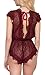 ALLoveble Women Lingerie Lace Teedy Dream Eyelashes deep V Nighewear(S, Wine Red)