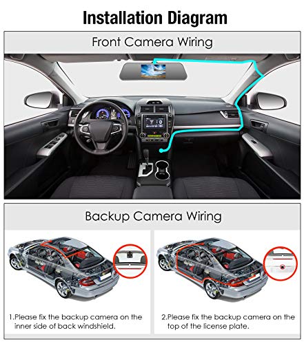 PUMPKIN Mirror Dash Cam Backup Camera 1080P Front and Rear 5" IPS Touch Screen Dual Lens Rear View Camera with Superior Night Vision, Motion Sensor, Reverse Camera, G-Sensor, Parking Monitor