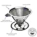 Stainless Steel Pour Over Coffee Cone Dripper with Cup Stand - Paperless and Reusable - Ultra Fine Micro Mesh Filter - BONUS: Coffee Scooping Spoon + Cleaning Brush - [1-4 Cup]