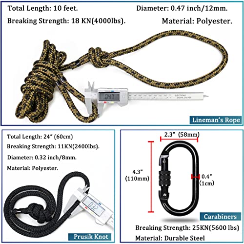 Huntury Lineman's Rope, Linemans Climbing Rope For Set Up Climbing