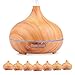 Aroma Diffuser - 550 ML Essential Oil Defusers Electric Ultrasonic Aromatherapy Cool Mist Humidifier Air Purifier 7 Color LED light 4 time-setting Wood Grain Whisper-Quiet