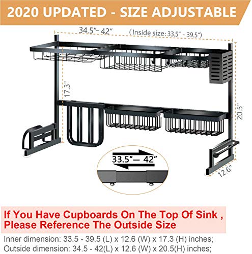 Over-the-Sink-Dish-Drying-Rack-Tmsine-Adjustable-2-Tier-Large-Dish-Dryer-Rack-for-Kitchen-Organizer-Storage-Space-Saver-Shelf-Utensils-Holder-Tableware-Drainer-32-Sink-Size--395inch