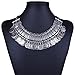Qiyun (TM) Chunky Punk Tribal Retro Antique Silver Coins Plated Alloy Bib Choker Necklace