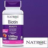 Natrol Biotin 5000 mcg Fast Dissolve Tablets, Strawberry, 250-Count, Extra Strength