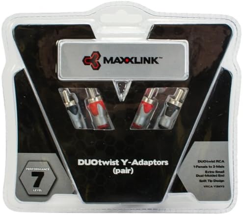 Maxxlink VRCA-Y2MV2 DUOtwist Dual Male to Single Female Y-Adaptor, Pair