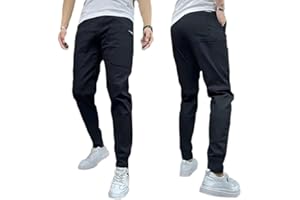 Men's High Stretch Multi-Pockets Skinny Cargo Pants,Casual Slim Fit Work Jogger Pants Trousers with 6 Pockets,Elastic Waist D