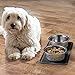 mDesign Premium Quality Square Pet Food and Water Bowl Feeding Mat for Dogs and Cats, Waterproof Non-Slip Durable Silicone Placemat - Food Safe - Small, Linelle Collection - Black