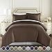 HC Collection Duvet Cover - Brown King Size Duvet Cover - 3 Piece Soft Breathable Microfiber Duvet Cover Set with Zipper Closure & 2 Pillow Shams