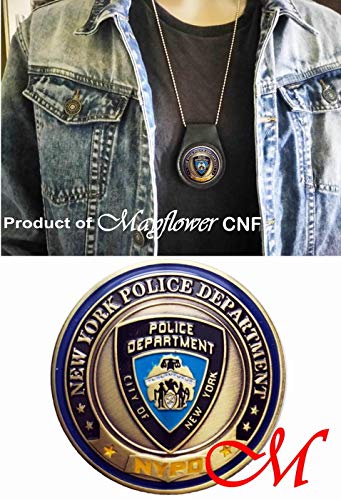 Mayflower CNF Coin &Leather Holder - Never Forget Fallen Officer from 911 Terrorist Attacks - Salute to NYPD Heroes, Let Freedom Ring, United We Stand, Limited Edition