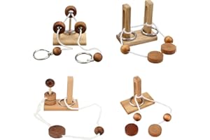 LFLQ Brain Teaser Puzzle Wooden Threading Rope Loop Puzzle Luban Lock Brain Teaser Game Adult Kids Toy Puzzles for Adults (4)