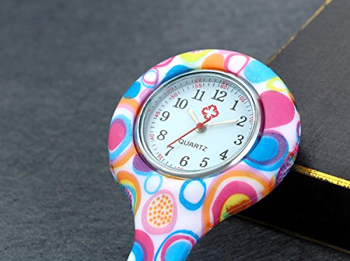 Women Nurses Watch 2PCS Pin-on Brooch Hanging Lapel Dactor Badge Hygienic Protection Colored Patterned Silicone Fob Watches