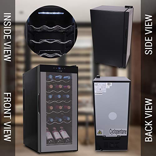 NutriChef Wine Cooler Refrigerator 18Bottle Wine Fridge with Air