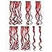 SWACC 7 Pcs Full Head Party Highlights Clip on in Hair Extensions Colored Hair Streak Synthetic Hairpieces (20-Inch Curly, Red)thumb 2