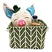 Mziart Geometric Pattern Small Storage Basket with Handle, Foldable Cotton Fabric Storage Organizer Box Cubes Bins for Nursery Babies Room (Green Arrows)