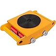 FAHKNS Machinery Moving Skate Heavy Duty Machinery Skates Cargo Mover 6T Machine Skates with 360° Rotation Cap 4 PU Rollers for Heavy Duty Industrial Moving Equipment(Yellow)