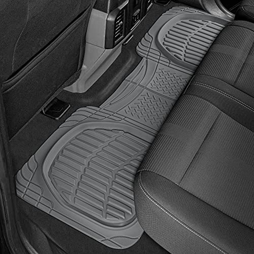 Motor Trend 4pc Gray Car Floor Mats Set Rubber Tortoise Liners w/ Cargo
