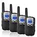 Bobela Walkie-Talkies 4 Pack for Adults Travel - T-388 Black Handheld Walky-Talky with Flashlight for Parents Kids - 2-Way-Radio with Mic PTT Clip Long Range for Baby Teen Boy Girl Him Family as Gifts