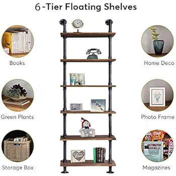 Amazon Com Diwhy Industrial Rustic Modern Wood Ladder Pipe Wall