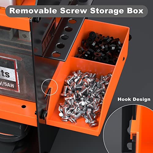 Power Tool Organizer Wall Mount - Heavy Duty Drill Holder with 4 Drill Storage Slots & 2 Large Capacity Compartments, Cordless Drill Storage Rack & Garage Drill Charging Station