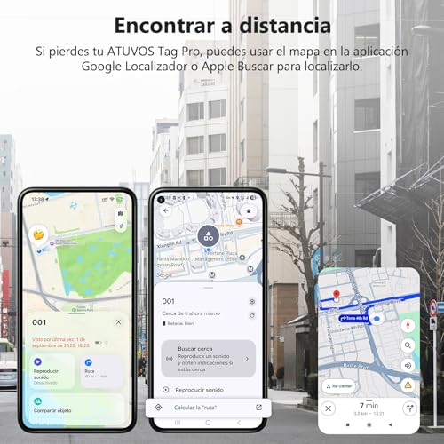 ATUVOS Air Tag Pro Smart Tag Tracker for Android & iOS, Dual Object Finder System Compatible with Google Locator or Apple Search App, for Keys/Luggage/Suitcase. Replaceable Battery. 4 Pack
