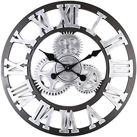 Alarm Clock Seiko Desktop Wood Alarm Clock Standard Bell Silent Digital Morning Clock, Big LCD Screen Clock with Date and Temperature (Silver 58cm)
