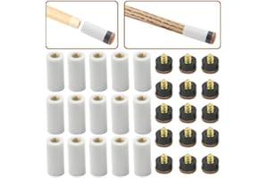 XINGYHENG 15 Set(30pcs) Billiard Cue Pure White Ferrules with Super Cue Screw-on Replaceable Tips(12mm Brown Tip Set)
