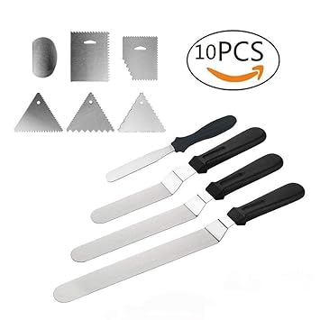 4 Winkelpalette Set Edelstahl Streichpaletten Tortenmesser, Winkelpaletten Zuckerguss, 6pcs Icing Spatel Smoother für Torte D