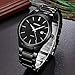 Voeons All Black Steel Band Watches for Men Classic Stainless Steel Watch Casual Business Quartz Analog Wrist Watch with Calendar