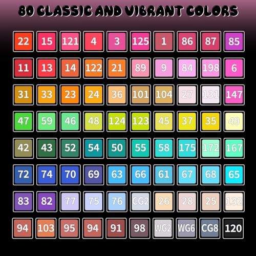 Touchbool ﻿80 Colors Alcohol Markers for Artists Adults Dual Tip Art Marker Pens with Board & Fine Tips, Permanent Illustration Markers for Coloring Book Manga Anime Sketching Card Making & Journaling
