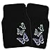 BDK Embossed Neon Purple & Green Butterflies Design Carpet Car Floor Mats for Auto Van Truck SUV-4 Pieces Front & Rear Full Set with Rubber Backing-Universal Fit