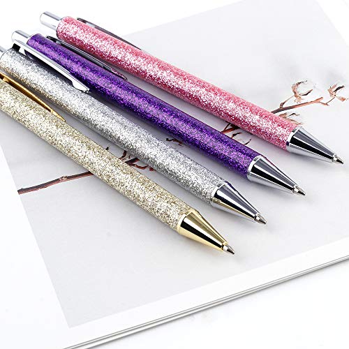 Ballpoint Pens, Retractable Black Ink Pens, (1.00 mm) Medium Point Ball Pen for Office Stationery Pack Of 4 Pens and Refills (Click Pens - 4 Pack)