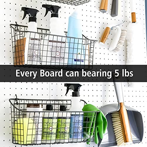 LANSI 4Pcs Peg Board, Pegboard Wall Organizer Panels, White Pegboard