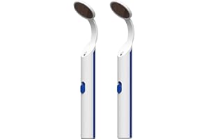 GEODURN 2 Pieces Dental Mirror with Light - LED Lighted Teeth Inspection Mirror, Anti Fog Curve Angle Mouth Mirrors Dentist Oral Assistant Care Tool Accessories (Blue)