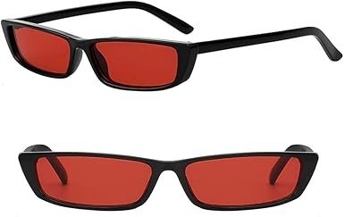 Amazon Com Neptune Free S Small Rectangle Sunglasses Black Frame Red Lens Clothing