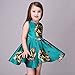 Kidscool Little Girls Sleeveless Yellow Rose Print Green Princess Dress